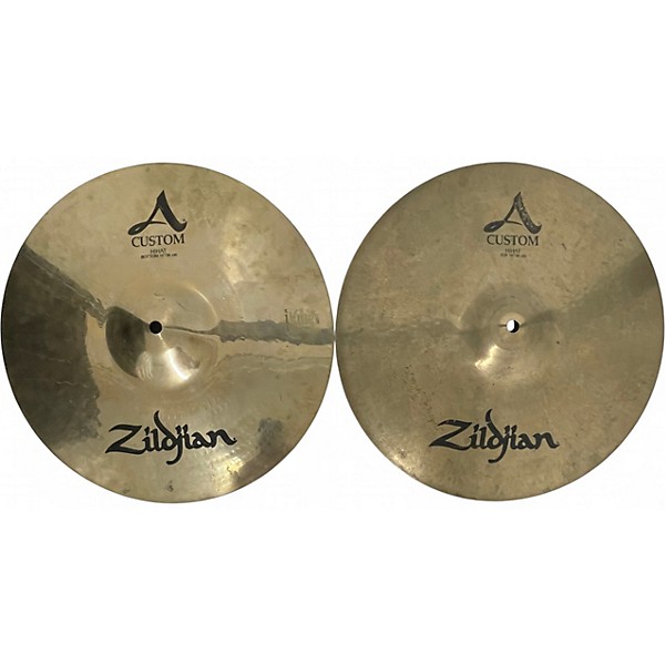 Used Zildjian 14in A Custom Hi Hat Pair Cymbal