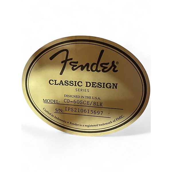 Used Fender CD60SCE Black Acoustic Electric Guitar