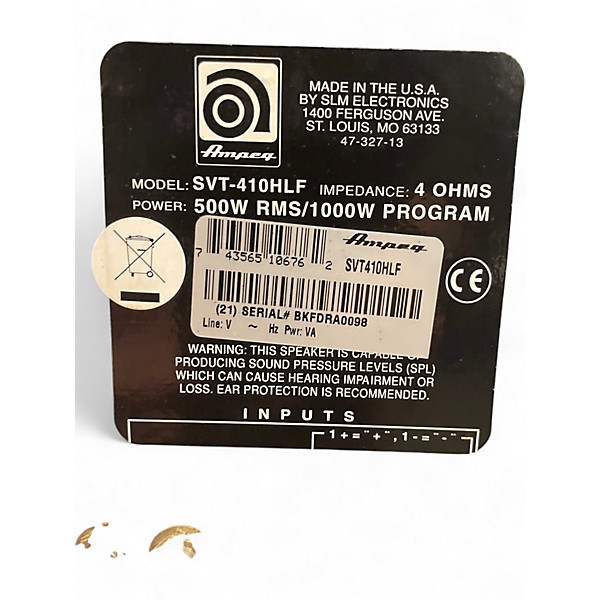 Used Ampeg SVT410HLF 500W 4x10 Bass Cabinet