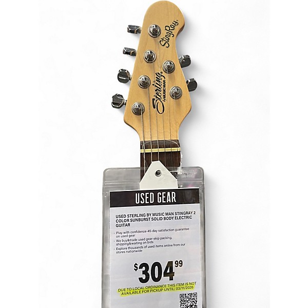 Used Sterling by Music Man StingRay 2 Color Sunburst Solid Body Electric Guitar