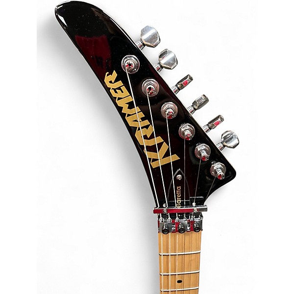 Used Kramer Baretta Custom Graphics White lotus candy blue Solid Body Electric Guitar