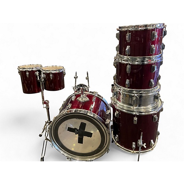 Used TAMA 7 Piece swingstar red sparkle Drum Kit