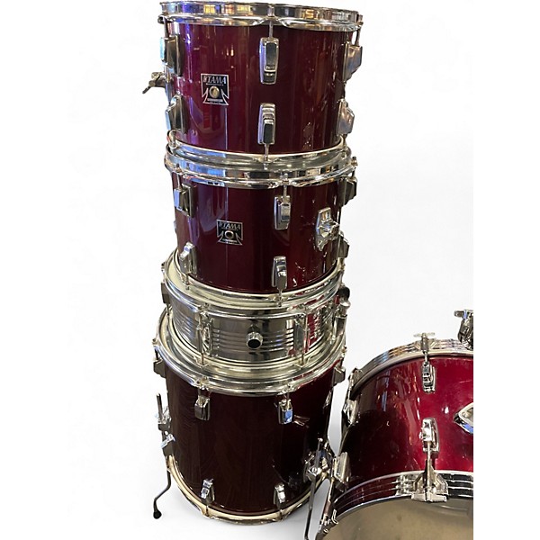 Used TAMA 7 Piece swingstar red sparkle Drum Kit