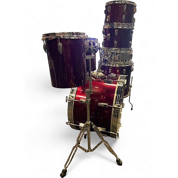 Used TAMA 7 Piece swingstar red sparkle Drum Kit
