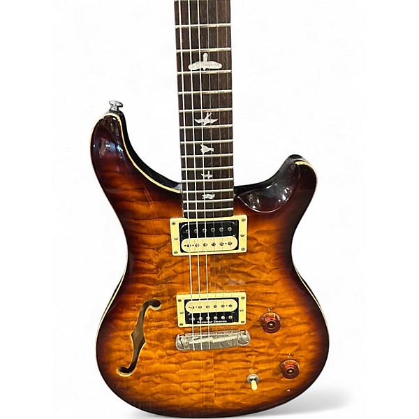 Used PRS SE Custom Semi Hollow Body Quilt Top AMBER BURST Hollow Body Electric Guitar