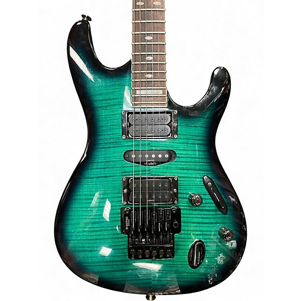 Used Ibanez S540FM Green Flame Solid Body Electric Guitar