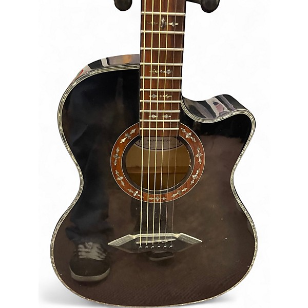 Used Schecter Guitar Research Hellraiser Studio Black Acoustic Electric Guitar