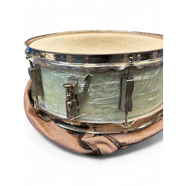 Vintage 1966 Ludwig 14in WHITE MARINE PEARL SNARE Pearl White Drum