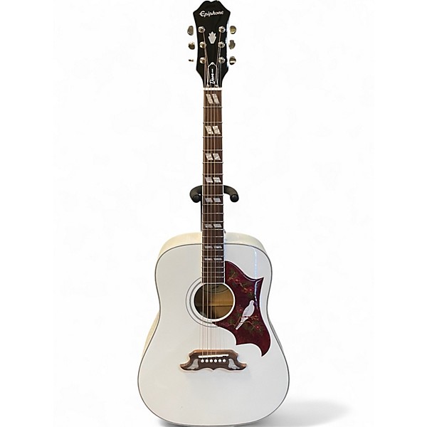 Used Epiphone Dove Pro Alpine White Acoustic Electric Guitar