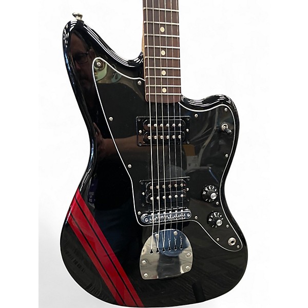 Used Fender Jazzmaster Blacktop HH Stripe Offset Black Solid Body Electric Guitar
