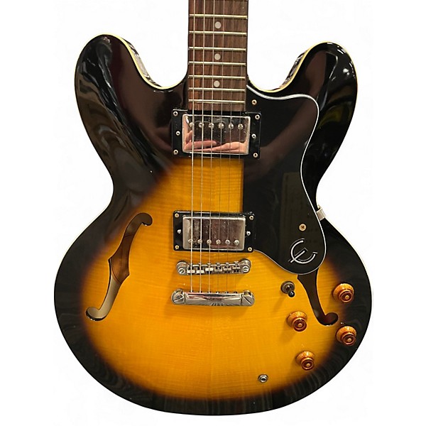 Used Epiphone Dot Deluxe Flametop Vintage Sunburst Hollow Body Electric Guitar