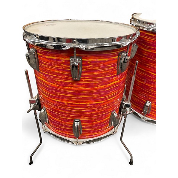 Used 1990s Ludwig 6 Piece Classic Maple With Matching Canaster Seat Mod Orange Drum Kit