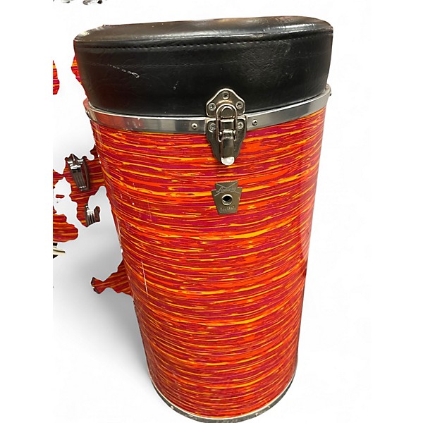 Used 1990s Ludwig 6 Piece Classic Maple With Matching Canaster Seat Mod Orange Drum Kit