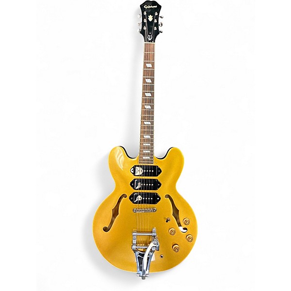 Used Epiphone Riviera P93 Metallic Gold Hollow Body Electric Guitar