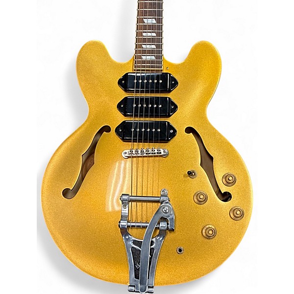 Used Epiphone Riviera P93 Metallic Gold Hollow Body Electric Guitar