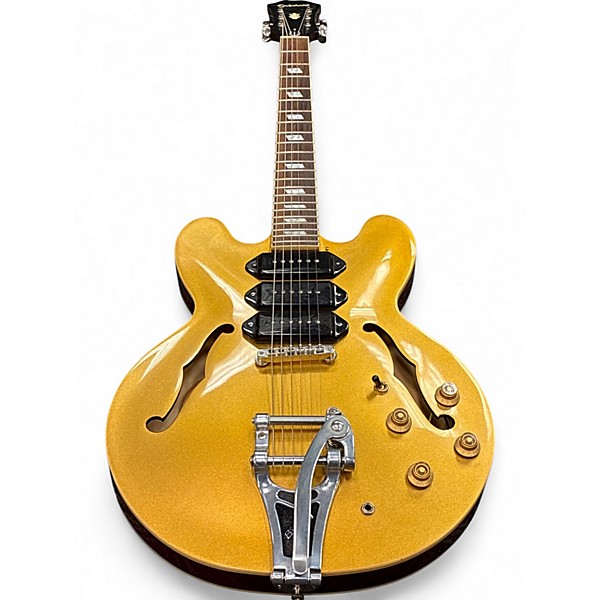 Used Epiphone Riviera P93 Metallic Gold Hollow Body Electric Guitar