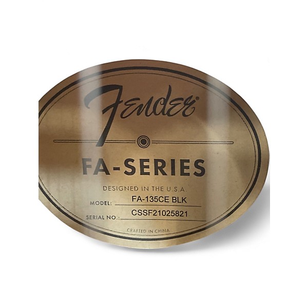 Used Fender FA135CE Concert Black Acoustic Electric Guitar