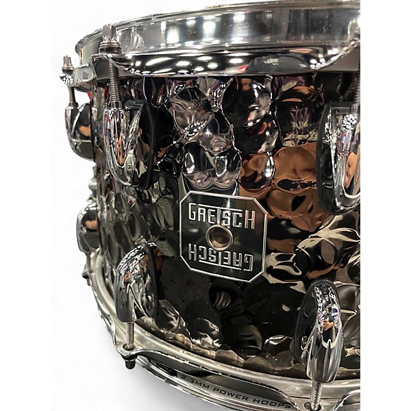 Used Gretsch Drums 8X14 Hammered Steel Silver Drum