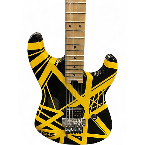 Used EVH Striped Series Black and Yellow Solid Body Electric Guitar