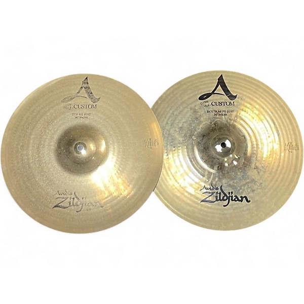 Used Zildjian 14in A Custom Hi Hat Pair Cymbal