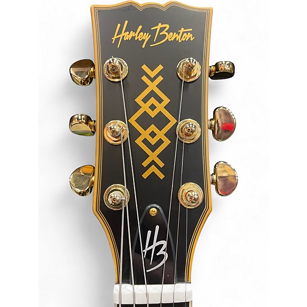 Used Harley Benton SC CUSTOM LINE Black and Gold Solid Body Electric Guitar