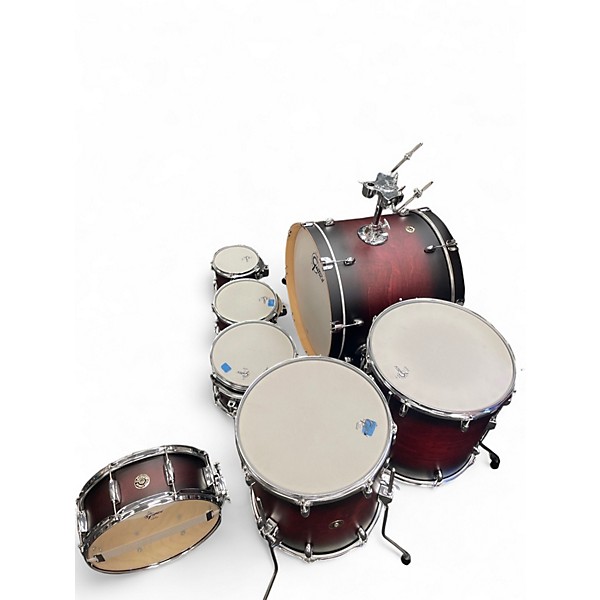 Used Gretsch Drums 7 Piece Catalina Maple Satin Red Drum Kit
