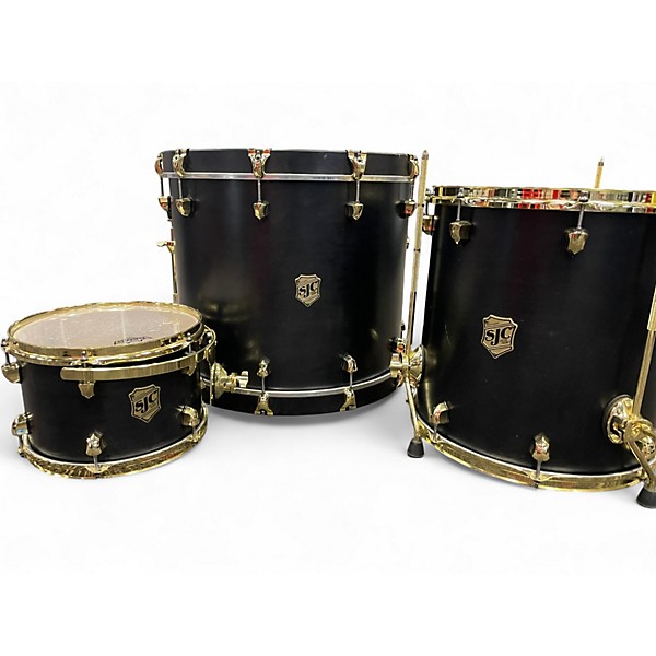 Used SJC Drums 3 Piece Tour series Black and Gold Drum Kit