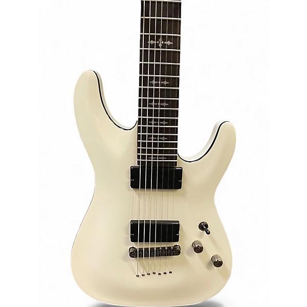 Used Schecter Guitar Research Demon 7 String Vintage White Solid Body Electric Guitar