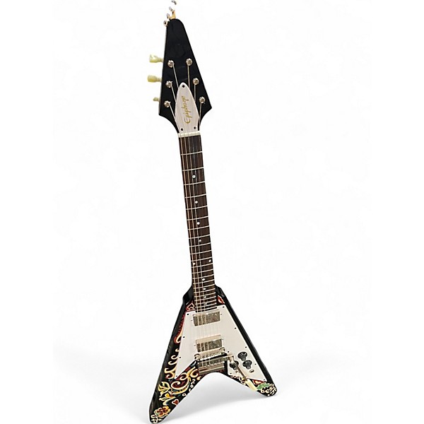 Used Epiphone Jimi Hendrix "Love Drops" Flying V Electric Guitar Ebony Solid Body Electric Guitar