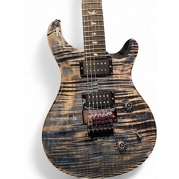 Used PRS Custom 24 10 Top Floyd Whale Blue Solid Body Electric Guitar