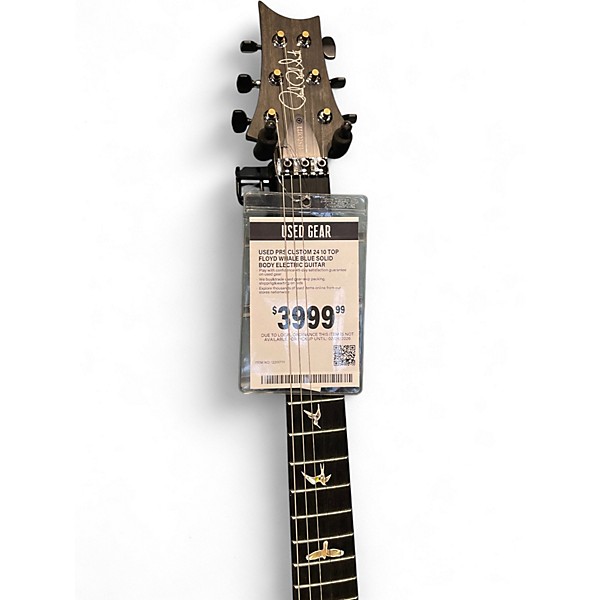 Used PRS Custom 24 10 Top Floyd Whale Blue Solid Body Electric Guitar