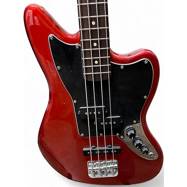 Used Squier JAGUAR BASS Candy Apple Red Electric Bass Guitar