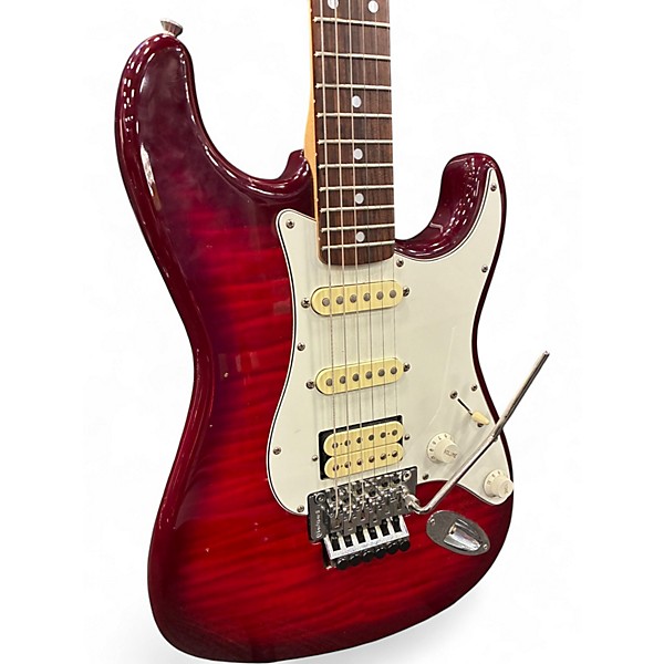 Used 1995 Fender MIJ Floyd Rose Stratocaster HSS Trans Red Burst Solid Body Electric Guitar