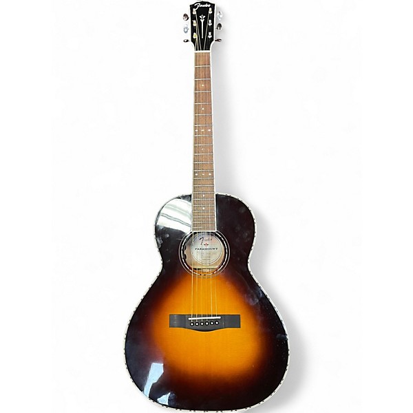 Used Fender PS220 parlor 3 Tone Sunburst Acoustic Electric Guitar