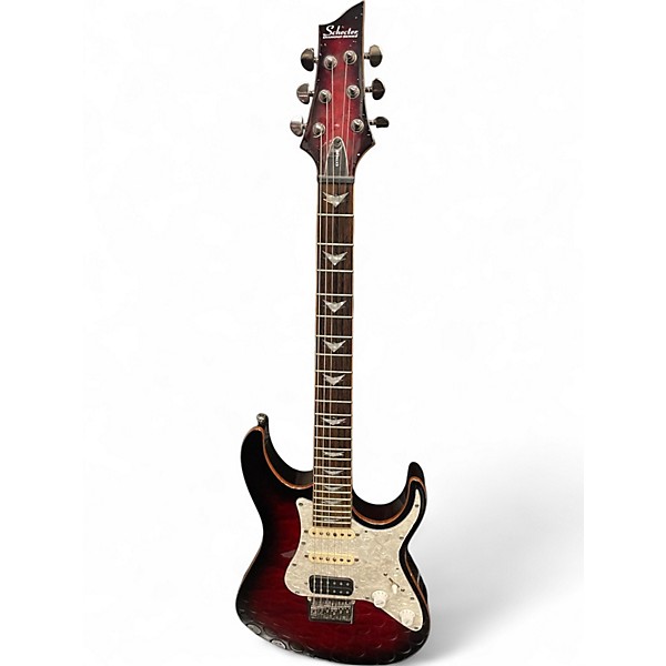Used Schecter Guitar Research Diamond Series PT Crimson Red Burst Solid Body Electric Guitar