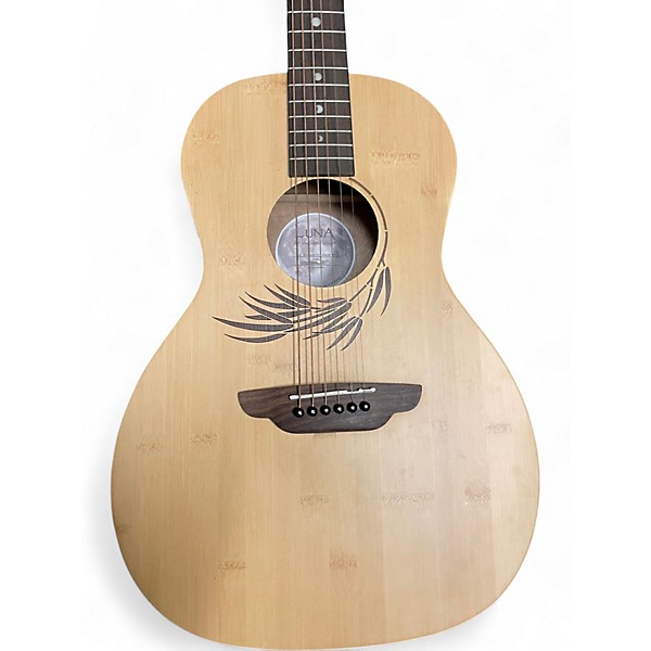 Used Luna woodland bamboo parlor natural Acoustic Electric Guitar