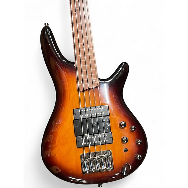 Used Ibanez SR375F 5 String 2 Tone Sunburst Electric Bass Guitar
