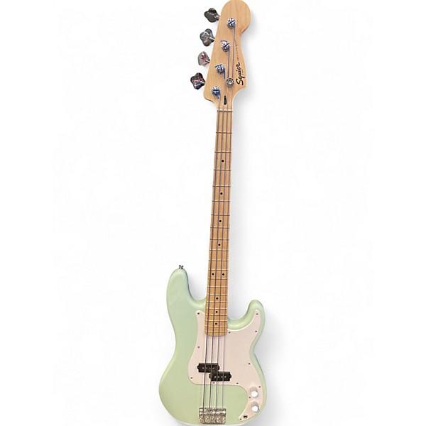 Used Squier Precision Bass Surf Green Electric Bass Guitar