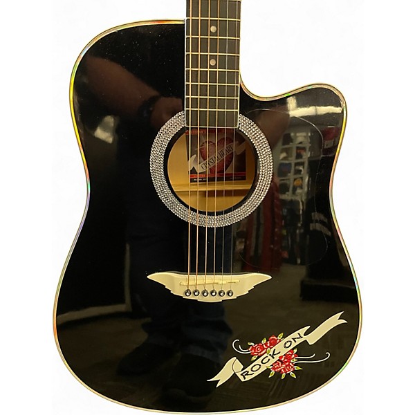 Used Esteban crystal heart black and white Acoustic Electric Guitar