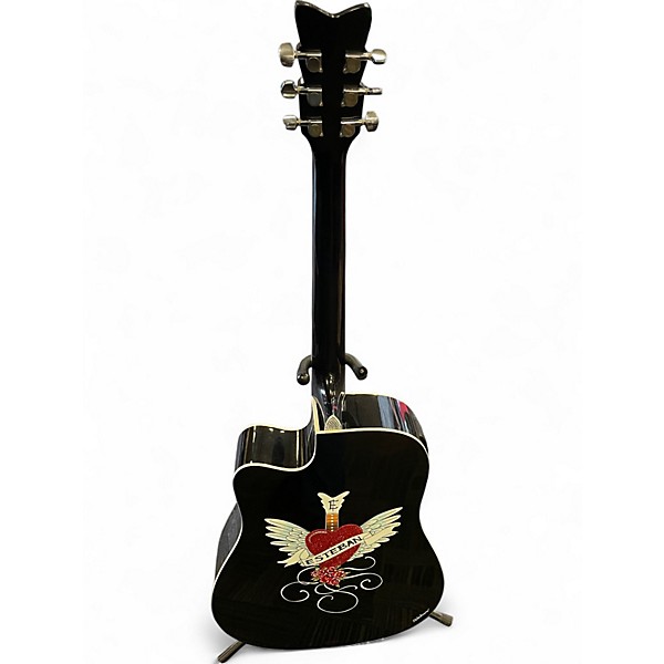 Used Esteban crystal heart black and white Acoustic Electric Guitar