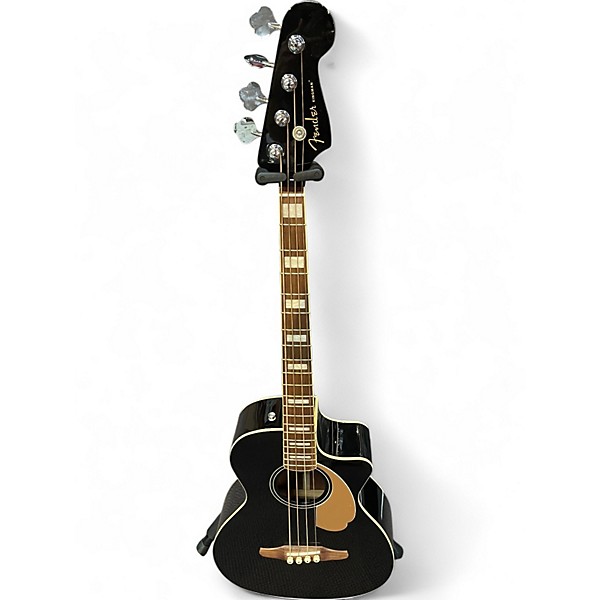 Used Fender Kingman Acoustic Electric Bass Black Acoustic Bass Guitar