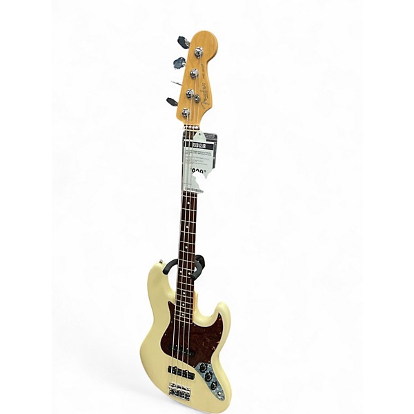 Used 2008 Fender American Standard Jazz Bass Olympic White Electric Bass Guitar