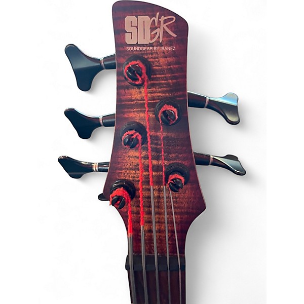 Used Ibanez SR875 W/AGUILAR PICKUPS/DROP TUNER BROWN TOPAZ BURST FLAT Electric Bass Guitar