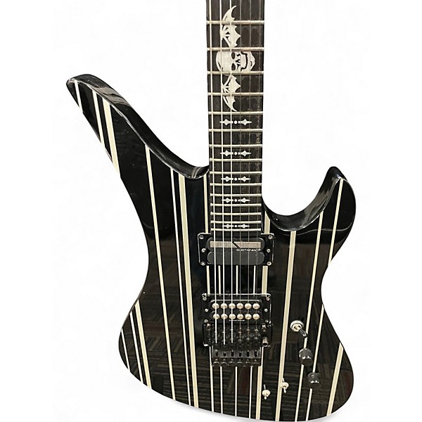 Used Schecter Guitar Research Synyster Gates Signature Custom S Black with Silver Pinstripes Solid Body Electric Guitar