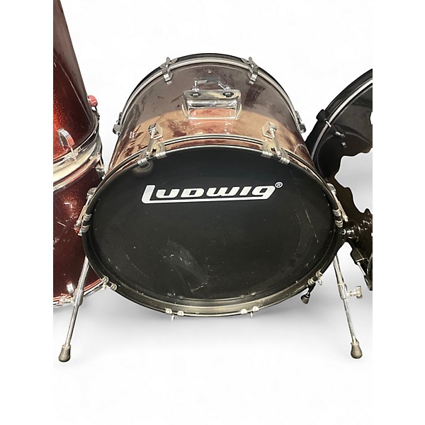 Used Ludwig 6 Piece BACKBEAT 6 PIECE SHELL PACK RED SPARKLE Drum Kit
