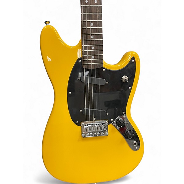 Used 2024 Squier SONIC MUSTANG Graffiti Yellow Solid Body Electric Guitar