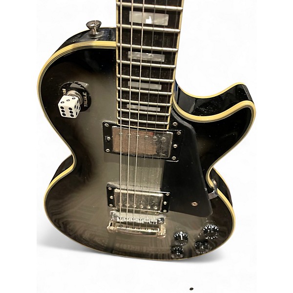 Used Epiphone Les Paul Custom Black and Silver Solid Body Electric Guitar