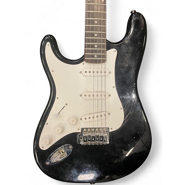 Used Silvertone St Style Left Handed Black Solid Body Electric Guitar