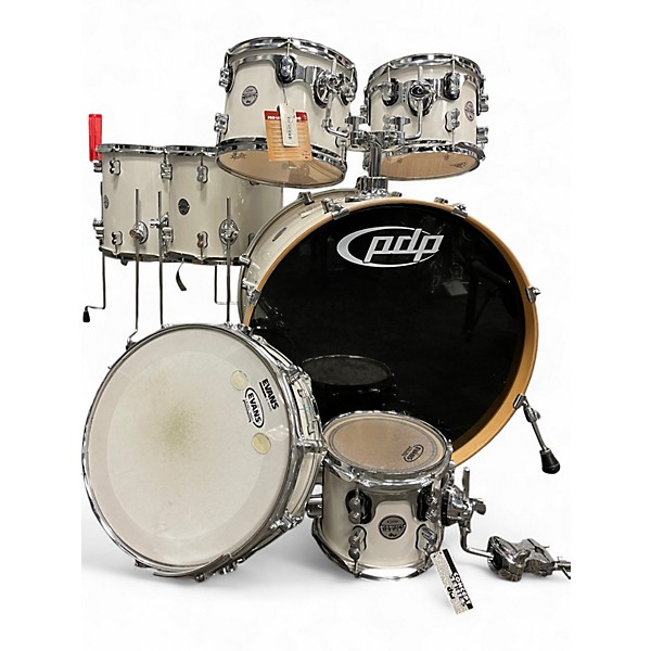 Used PDP by DW 7 Piece Concept Maple 7-Piece Shell Pack Pearl White Drum Kit