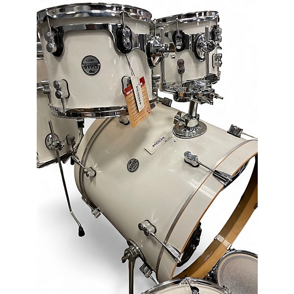 Used PDP by DW 7 Piece Concept Maple 7-Piece Shell Pack Pearl White Drum Kit